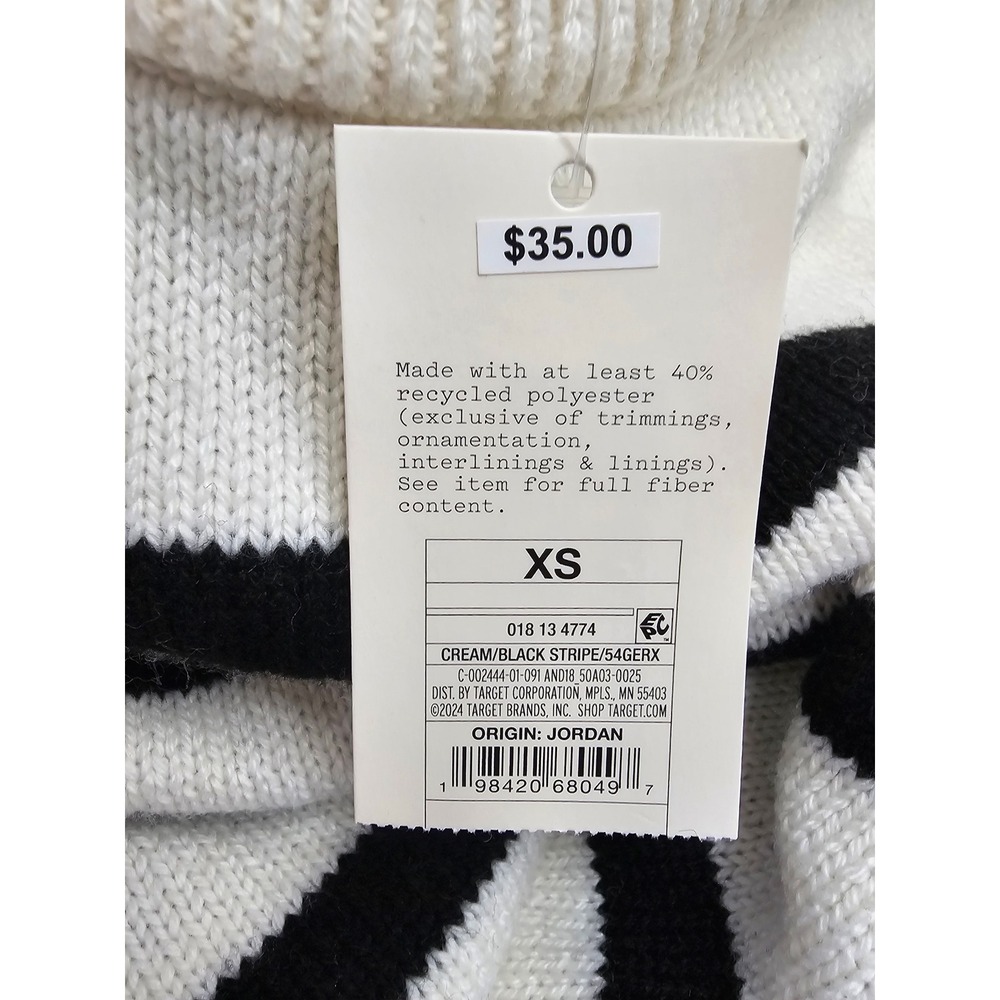 A New Day Womens Striped Crewneck Sweater Cream Black XS 018134774 - Picture 3 of 7